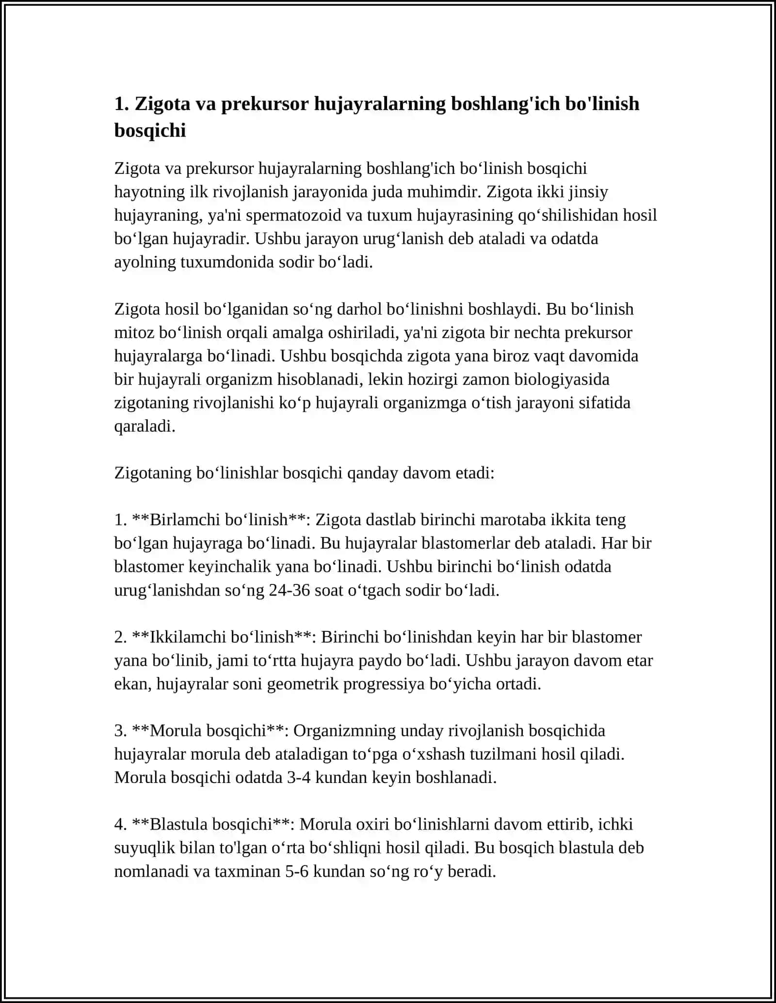 HUJAYRA ONTOGENEZINING RIVOJLANISH BOSQICHLARI 3