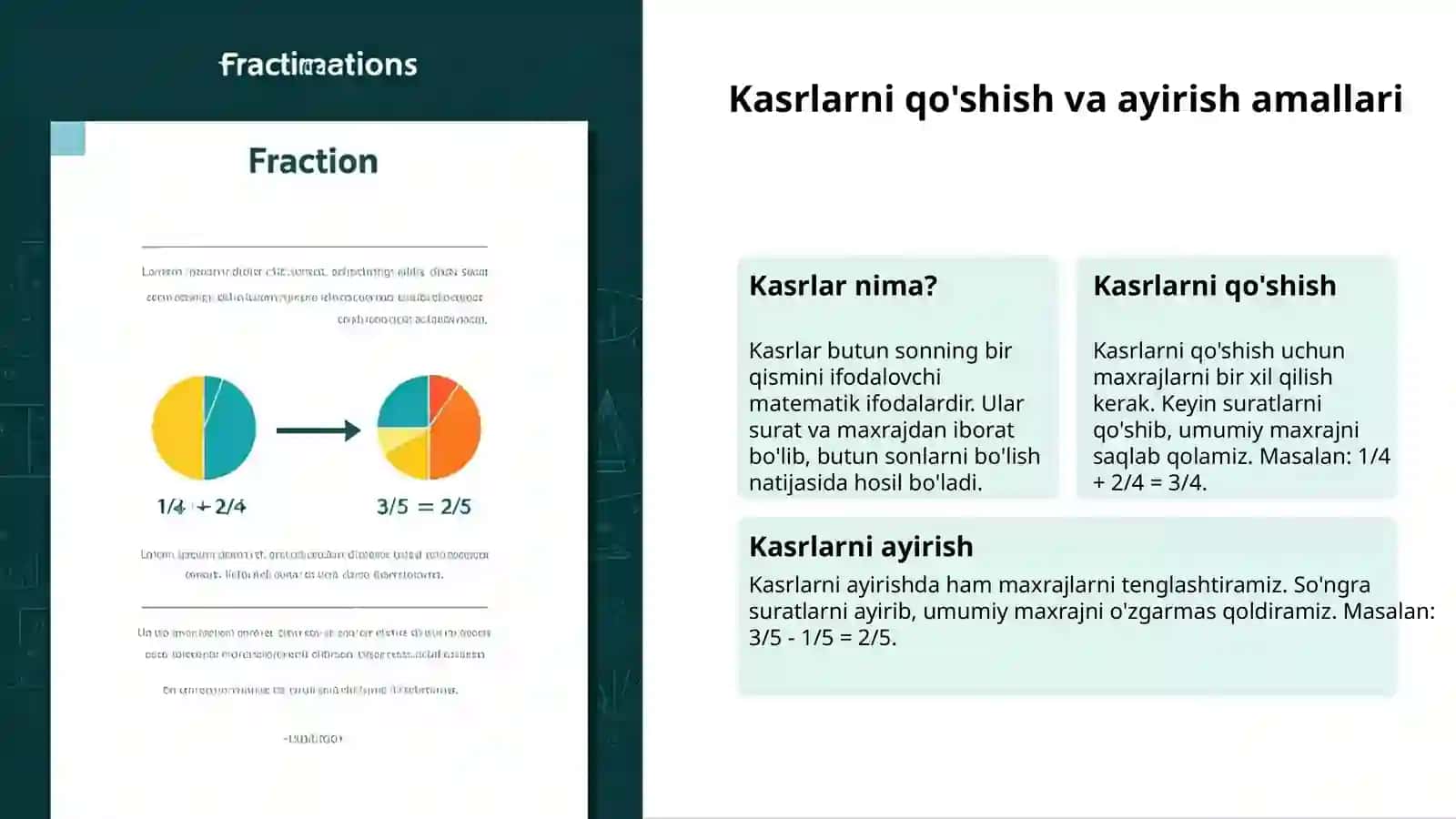 Kasrlar va ular ustida amallar 3