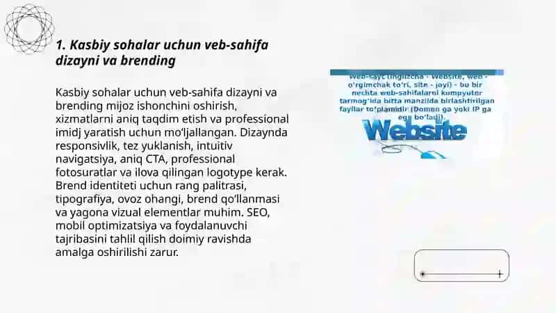 Kasbiy sohalar uchun veb-sahifa dizayni va brending 3
