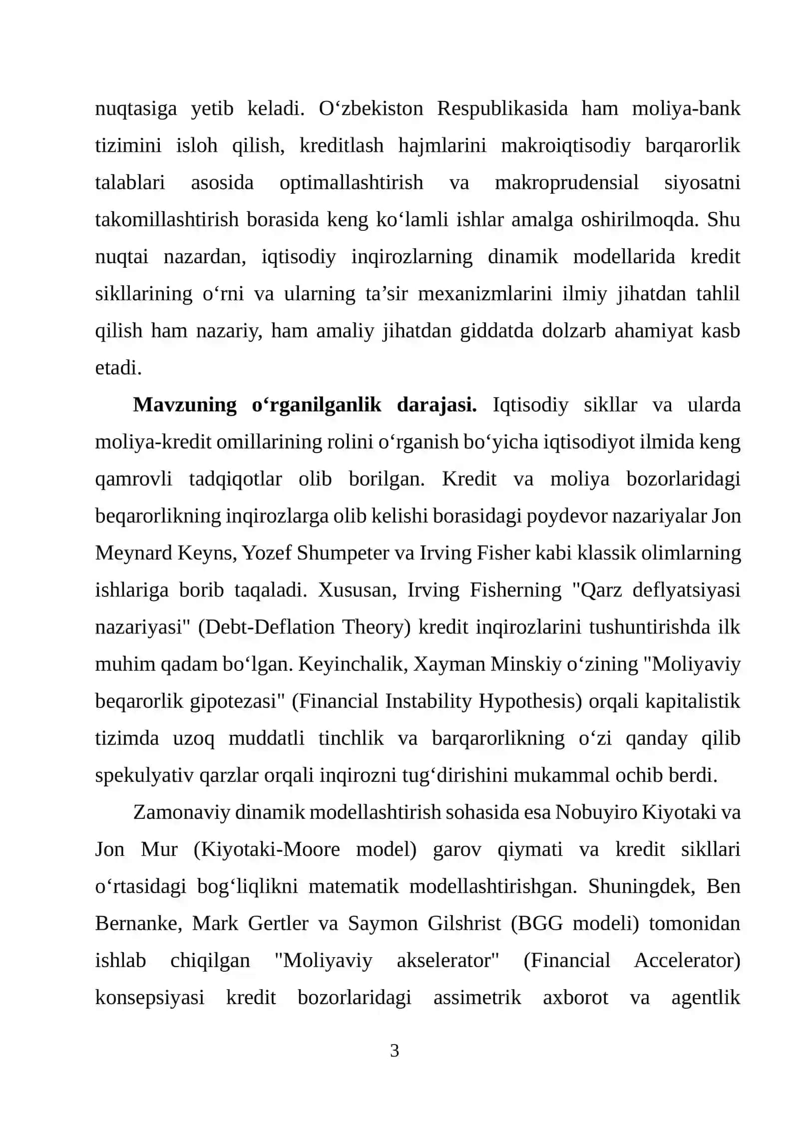 Iqtisodiy inqirozlarning dinamik modellarida kredit tsiklari 3