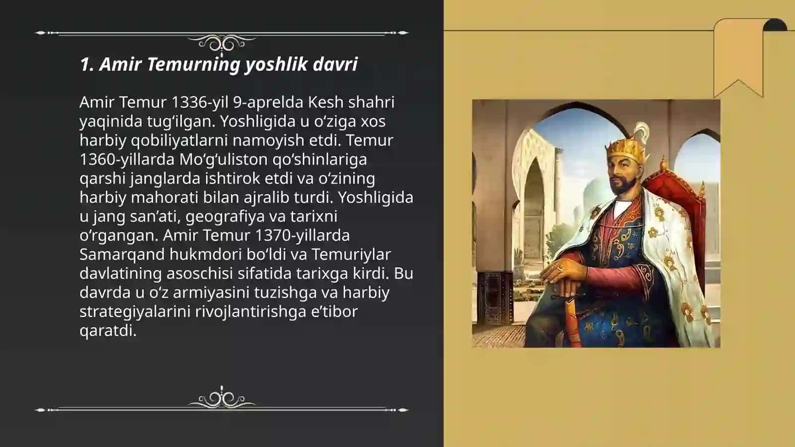 Amir Temur buyuk davlat arbobi Zaripova Sabina 3