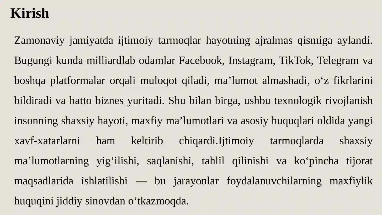 Ijtimoiy tarmoqlar va maxsus huquqlarni himoya qilish institutlari etikasi 3