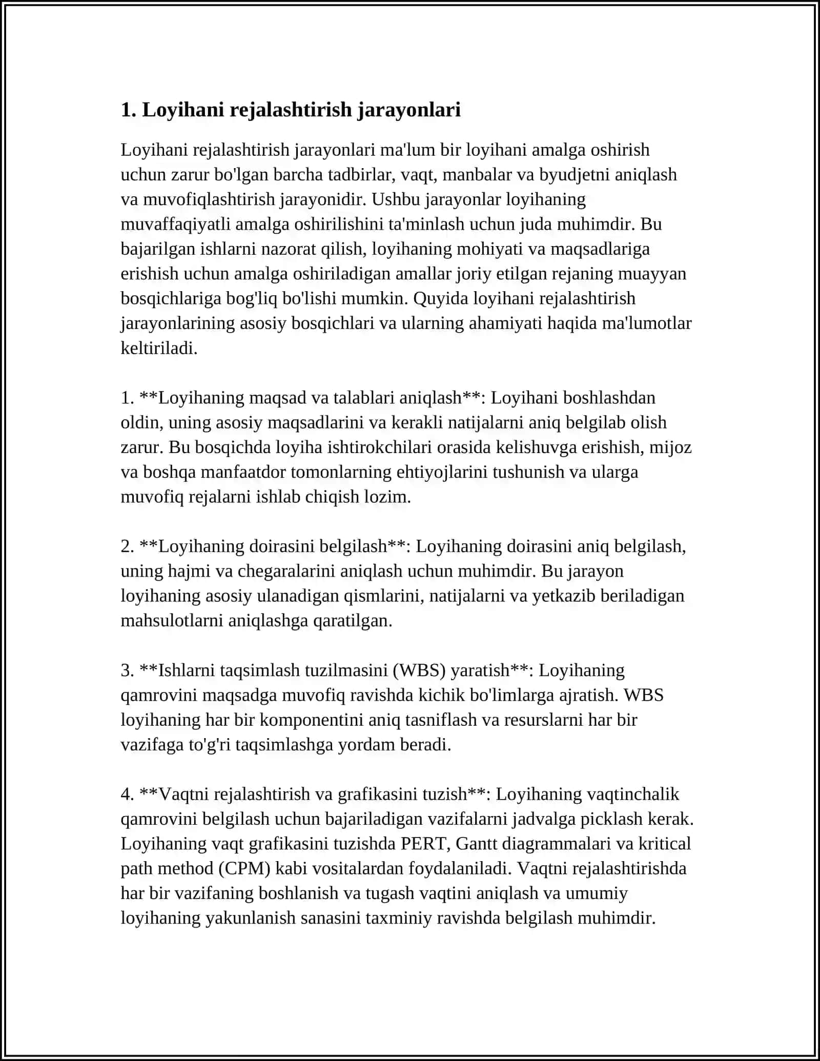 MUSTAQIL ISH Mavzu: AXBOROT TIZIMLARI SOHASIDA LOYIHANI BOSHQARISH MAQSADLARI 3