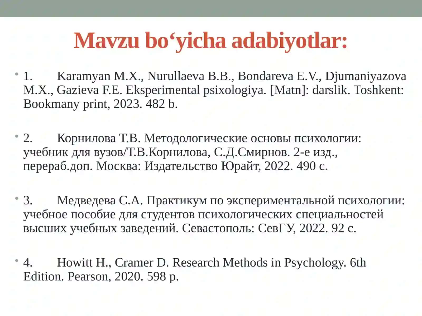 Shaxsning emotsional jabhasini o‘rganish metodlari. Psixologik buzilishlar xavotirlik va kayfiyat buzilishlari 3