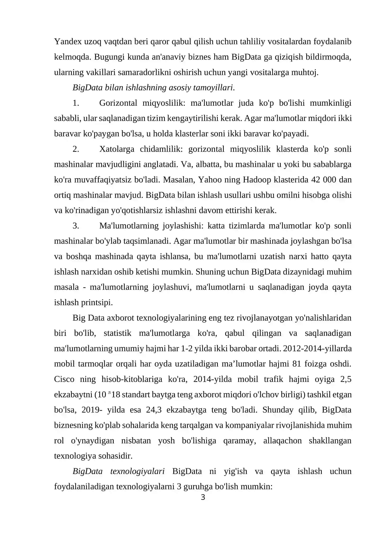 Katta hajmdagi ma'lumotlar bilan ishlash texnologiyasi 3
