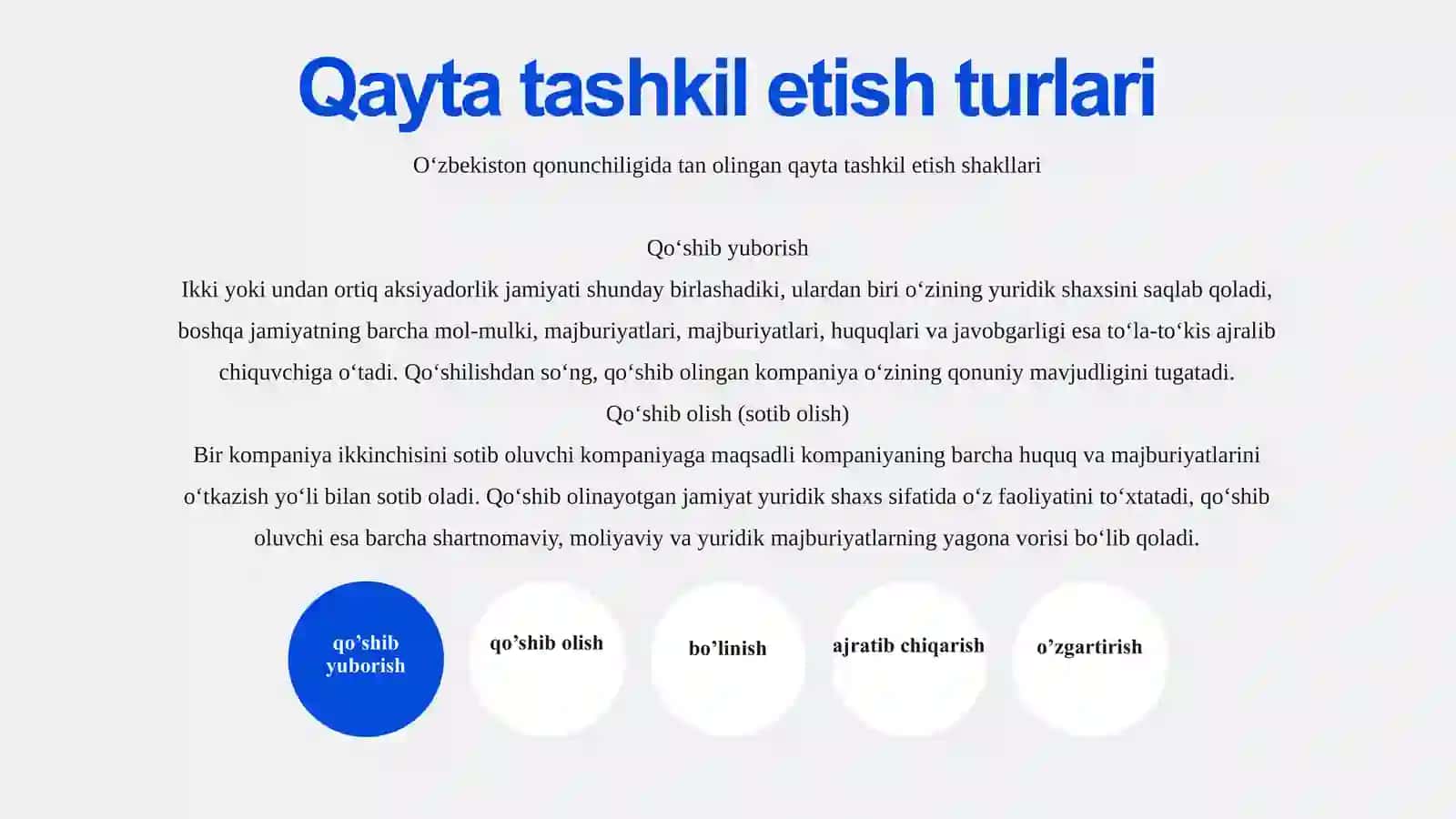 Koorporativ tuzilmalarning qayta tashkil etish turlari va tugatish tartibi 3