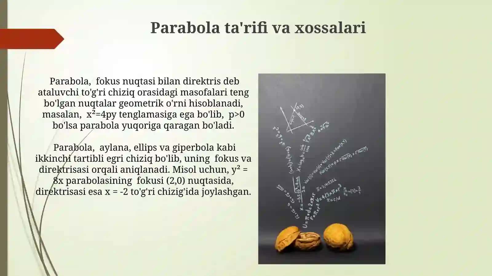 Parabala va uning kanonik tenglamalari 3