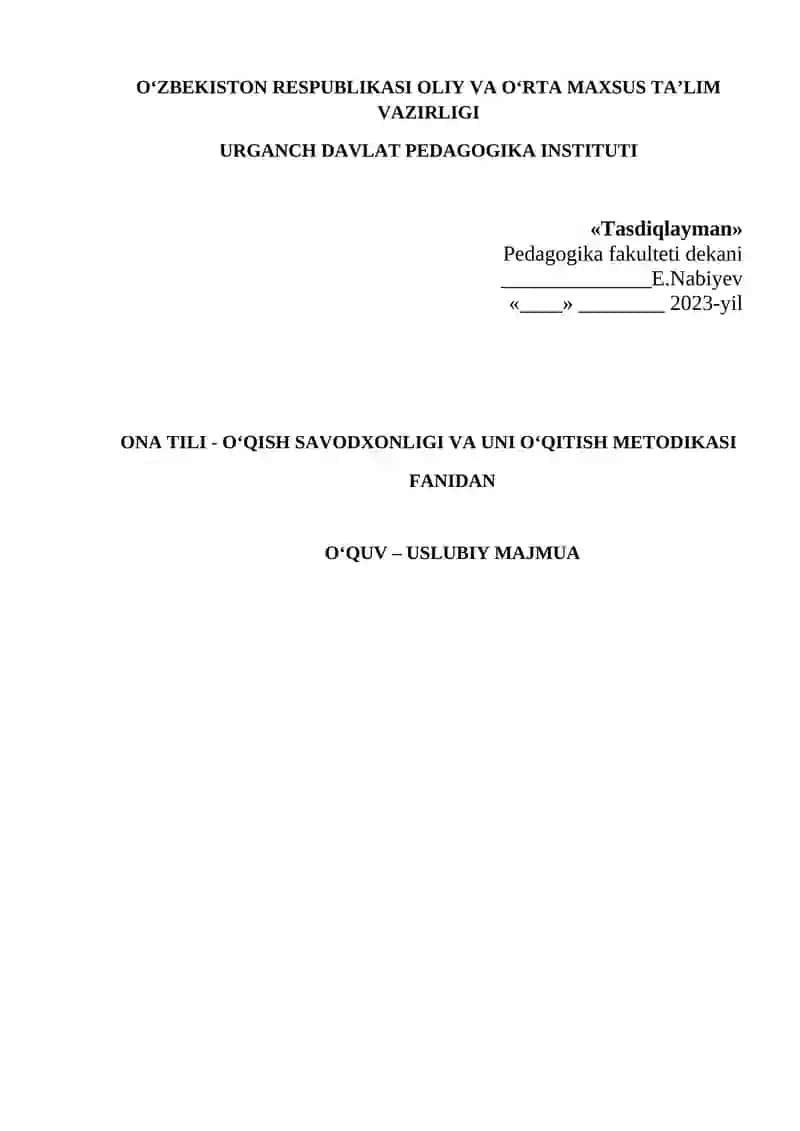 ONA TILI - O‘QISH SAVODXONLIGI VA UNI O‘QITISH METODIKASI 3