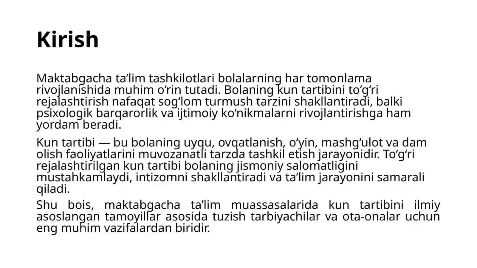 Maktabgacha taʼlim tashkilotida bolalar kun tartibini rejalashtirish 3