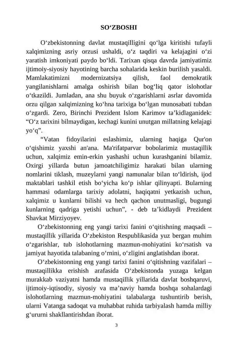 O‘ZBEKISTONNING ENG YANGI TARIXI USLUBIY QO‘LLANMA 3