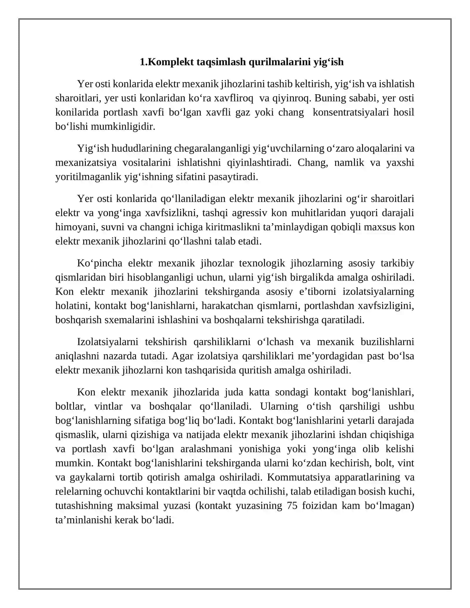 Portlashdan хavfsiz yеr osti koni elеktr jihozlarini yig‘ish 3