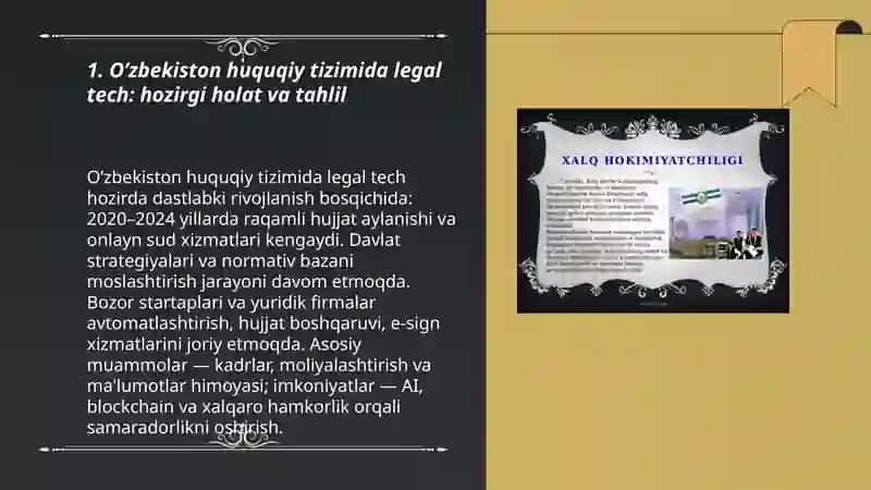 O’zbekiston huquqiy tizimida legal tech rivojlanishining istiqbollari 3