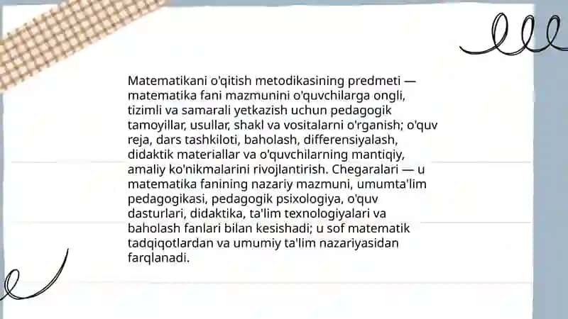 Matematikani o'qitish metodikasi 3