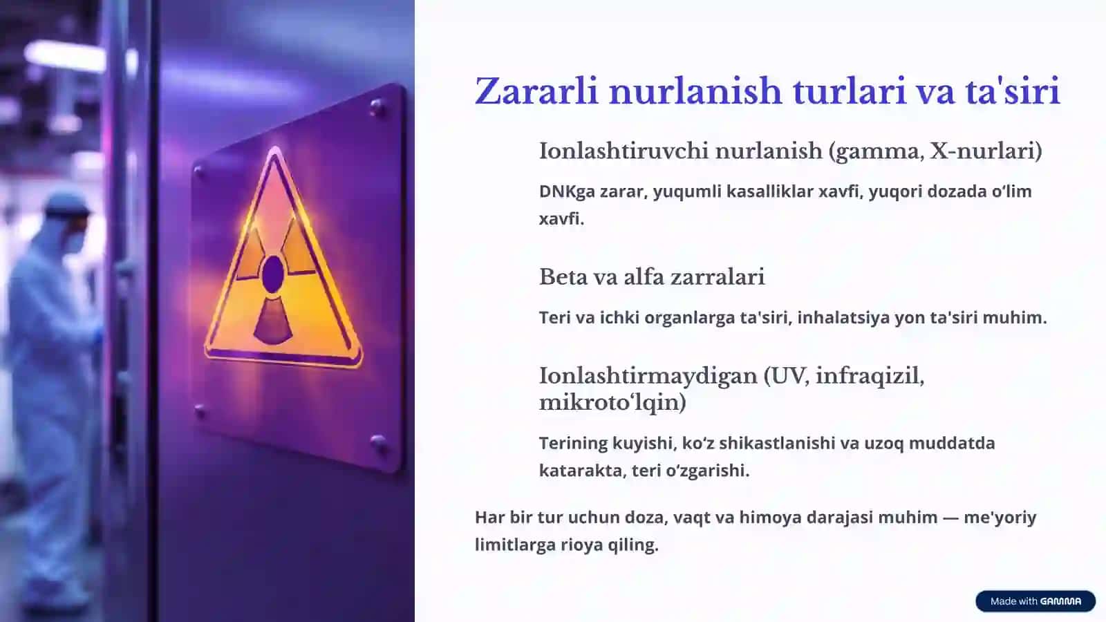 Ishlab chiqarishda xavfsizlik: Zararli nurlanish, elektr va yong'indan himoya 3