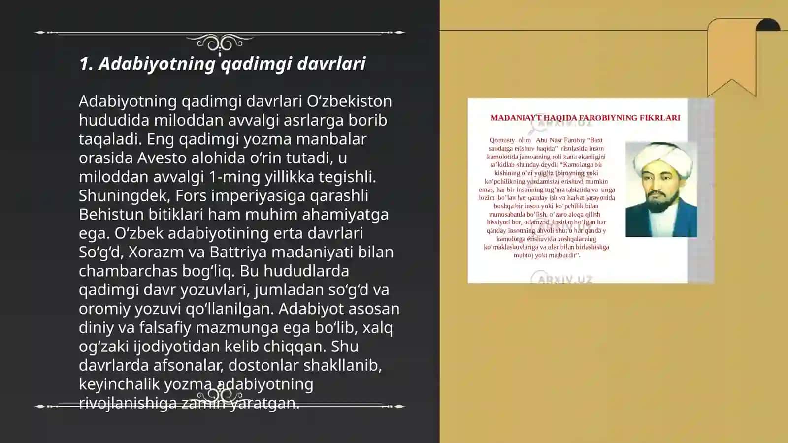 O’zbek adabiyoti tarixi(Eng qadimgi davrlardan 15-asrning 1-yarmigacha) 3