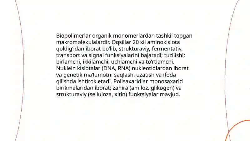 Biopolimerlarning tuzilishi va funksiyasi 3
