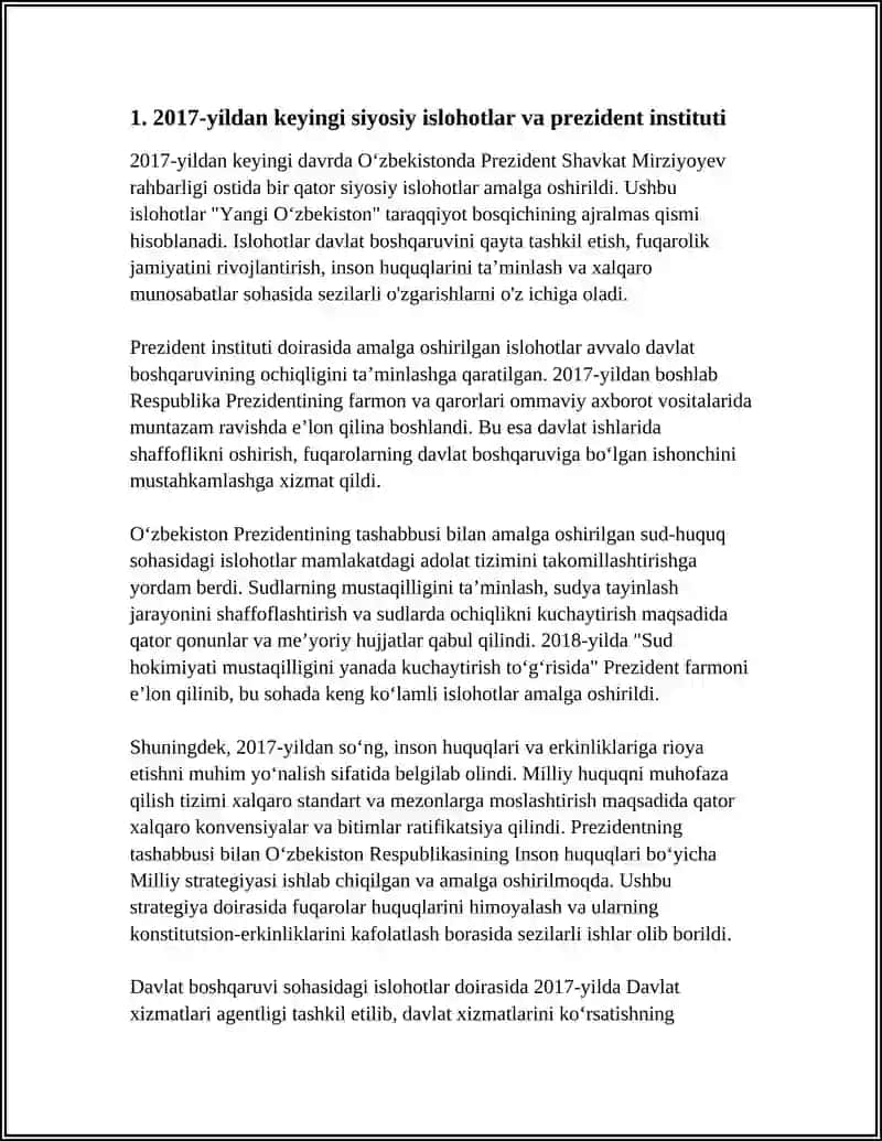 O‘zbekistonda 2017-yildan keyingi islohotlar va “Yangi O‘zbekiston” taraqqiyot bosqichi 3