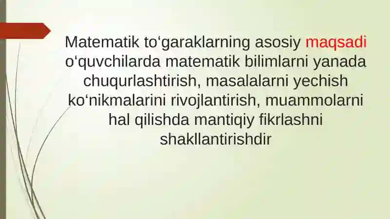 Matematika to'garak mashg'uloti 3