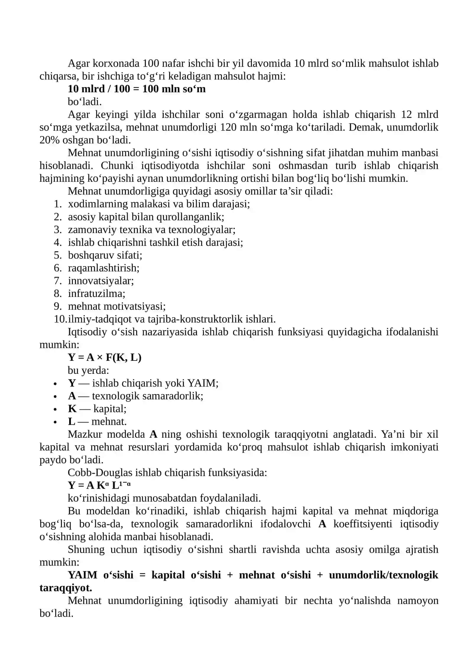 MEHNAT UNUMDORLIGI VA TEXNOLOGIK TARAQQIYOTNING IQTISODIY O‘SISHDAGI ROLINI STATISTIK MA’LUMOTLAR ASOSIDA BAHOLASH 3