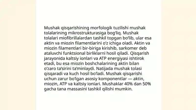 Mushak qisqarish mexanizmining morfologik asoslari 3