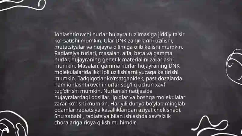 Ionlashtiruvchi nurlar biologik ta'sir mexanizmi haqida gipotezalar 3