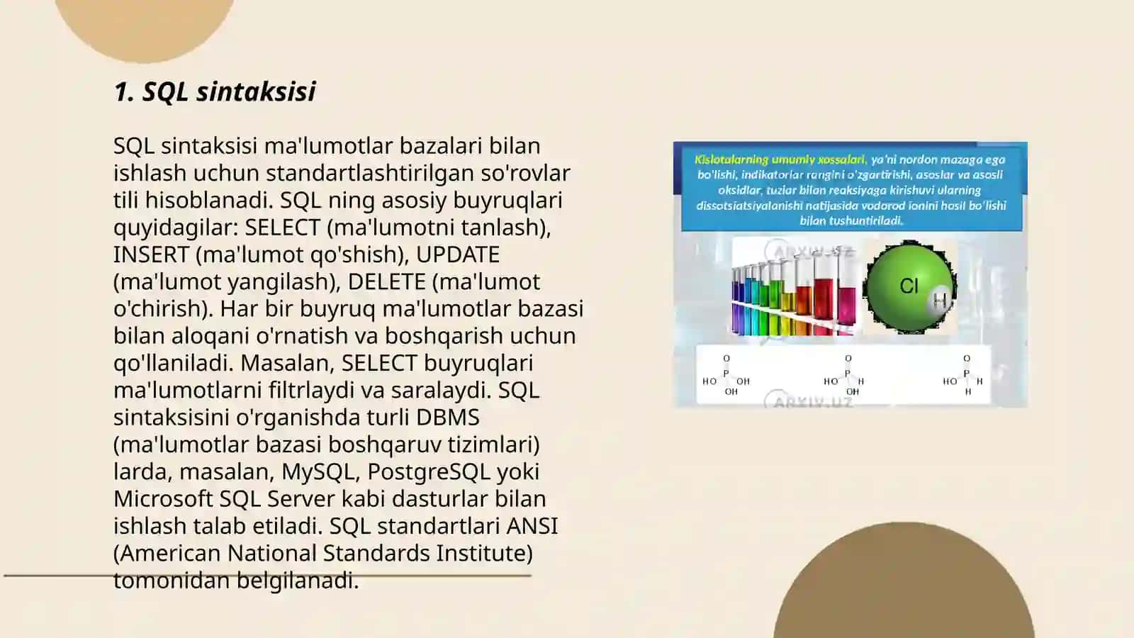 SQL da jarayonlar va standart funksiyalar 3
