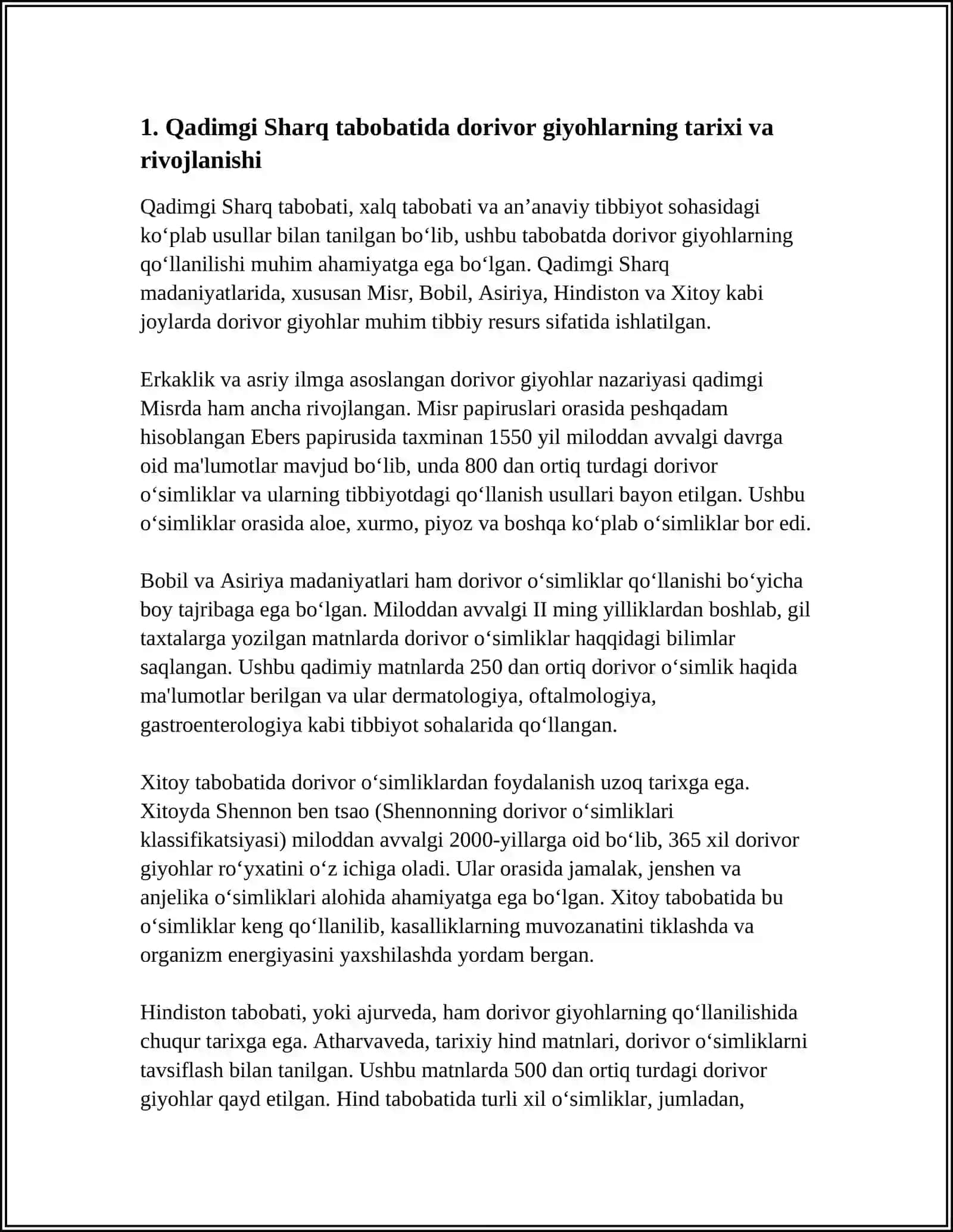 QADIMGI SHARQ TIBBIYOTIDA DORIVOR GIYOHLAR 3