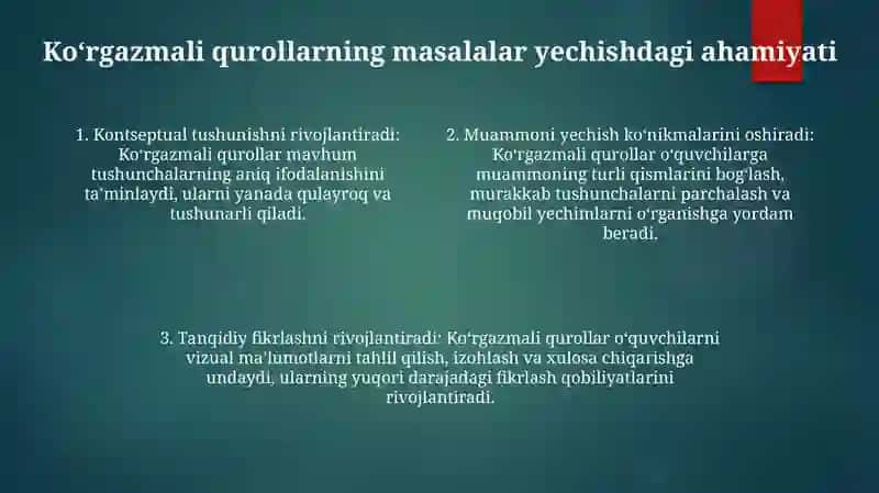 3 - 4 Sinf Matematika Darslarida Rasm, Sxema, Chizma Asosida Masala Yechishga O'Rgatish 3