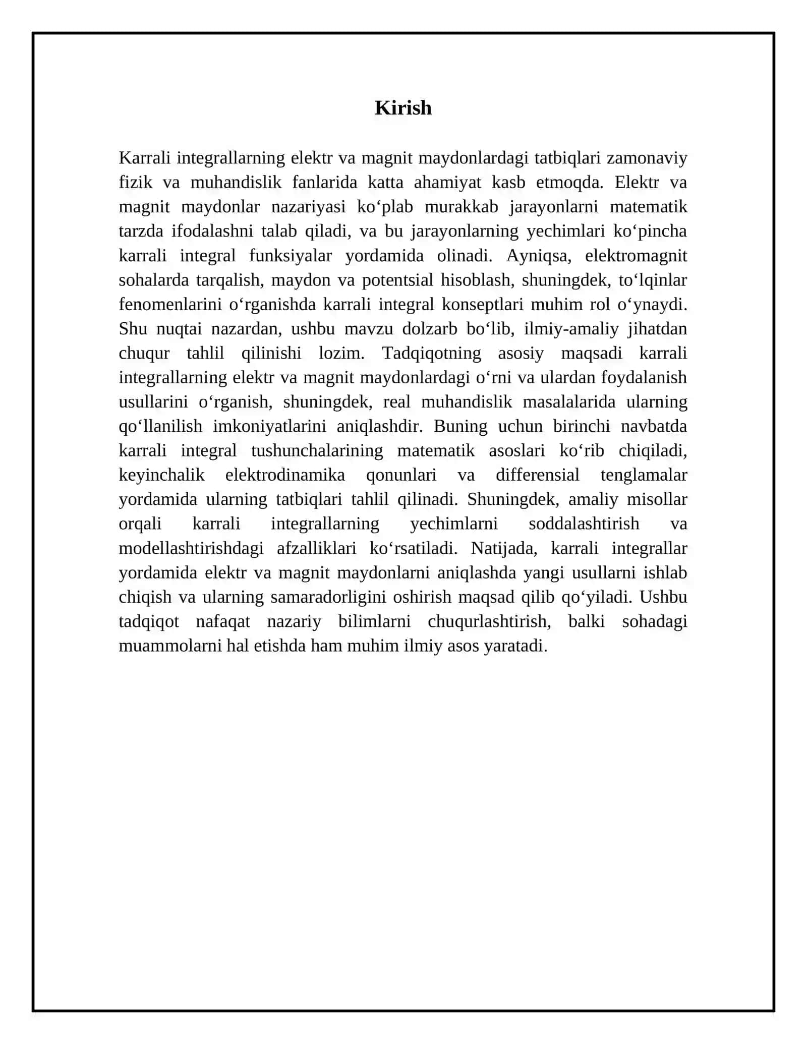 Karrali integrallarning elektrika magnit maydonlaridagi tatbiqlari 3
