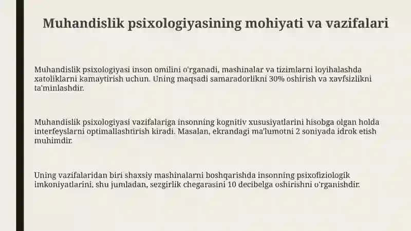 Muhandislik Psixologiyasi va Mehnat Psixologiyasi 3
