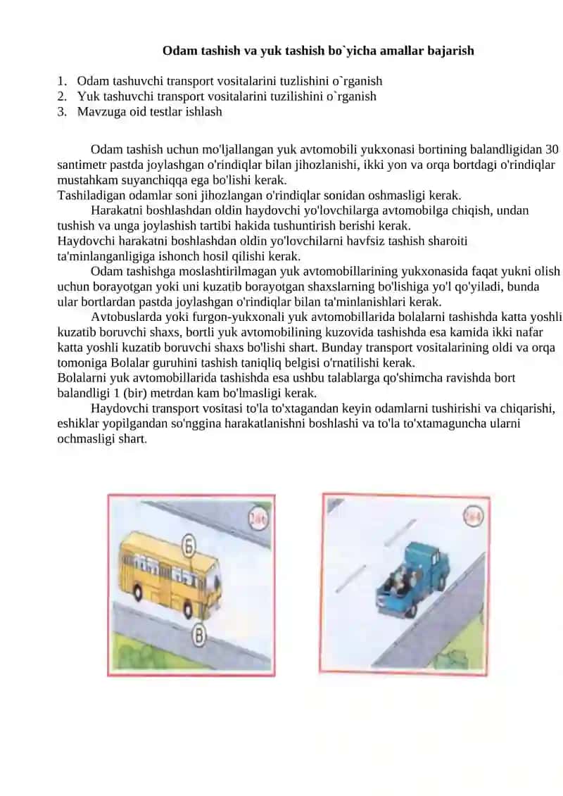Transport vositalarini boshqarishni o'rgatish ustida amallar 3