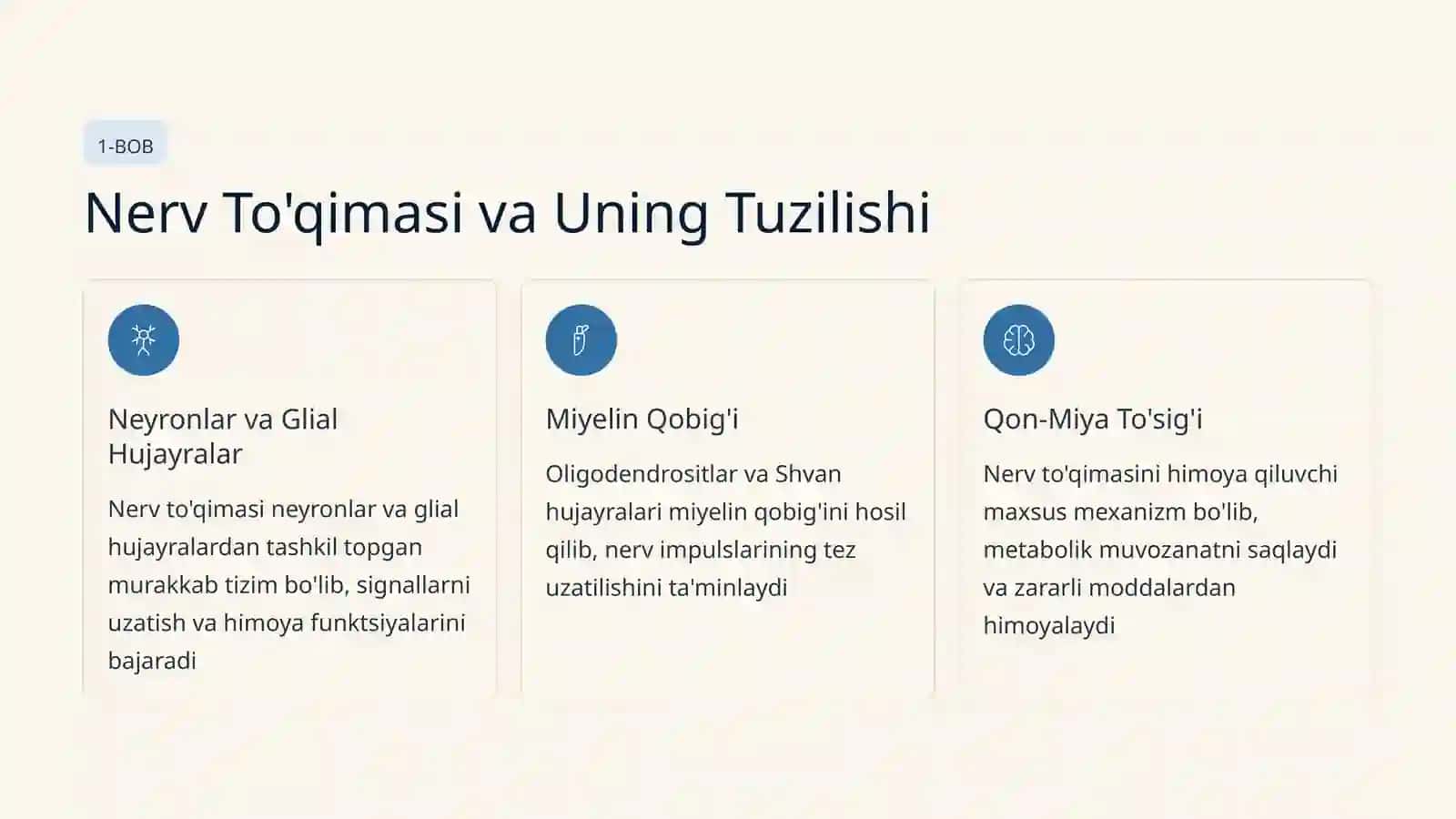 Nerv to'qimasining asosiy glikolipidlari, ahamiyati, ular bilan bog'liq kasalliklar. Neyromediatorlar biosintezi, ahamiyati va kasalliklari 3