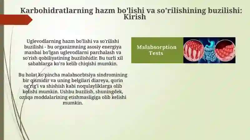Karbohidratlarning hazm bo'lishi va so'rilishining buzilishi 3