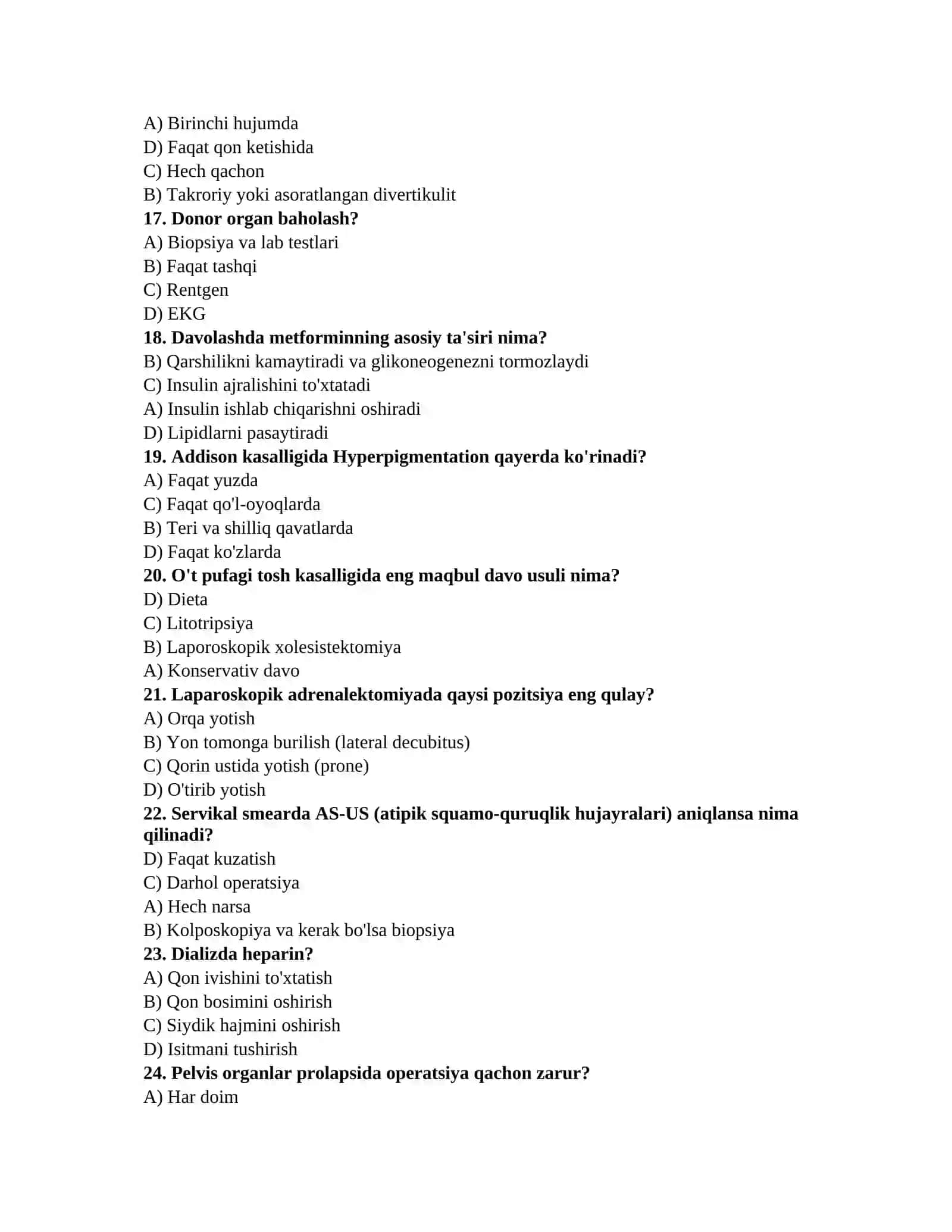 Anesteziolog testlari 3