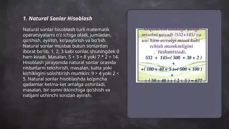 Natural Sonlar Hisoblash 3
