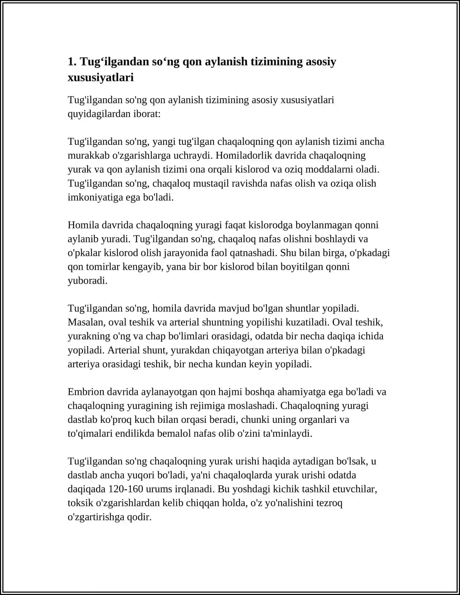BOLALARDA TUGʻILGANDAN SOʻNG QON AYLANISHINING AHAMIYATI 3