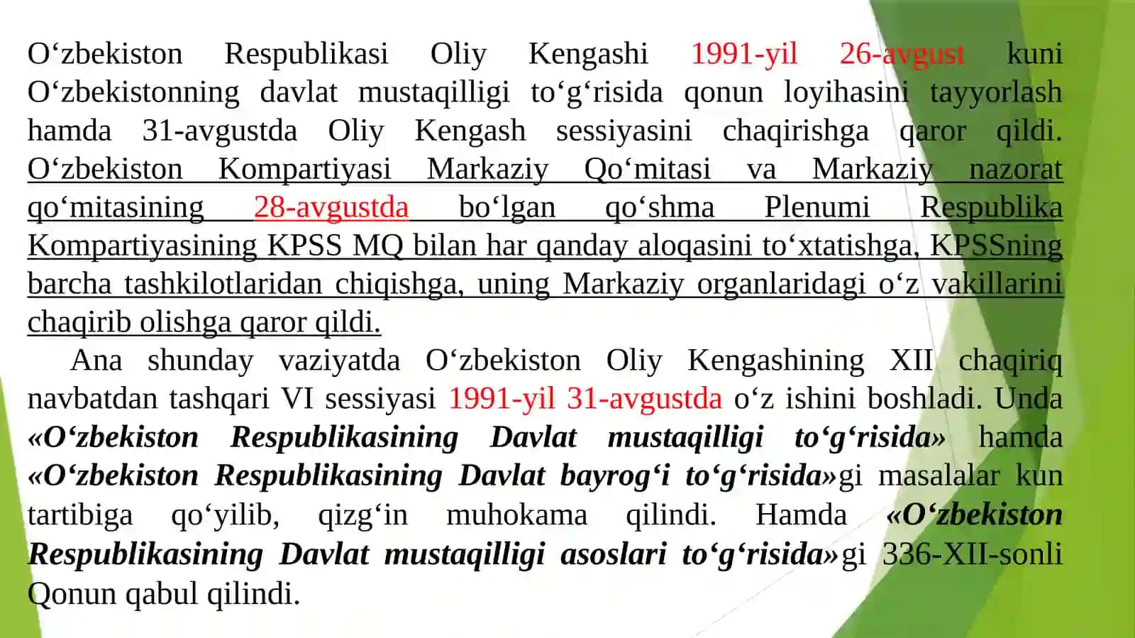 MUSTAQIL O‘ZBEKISTON RESPUBLIKASI TASHKIL TOPISHINING TARIXIY AHAMIYATI. O‘ZBEKISTONNING O‘ZIGA XOS ISTIQLOL VA TARAQQIYOT YO‘LI 3