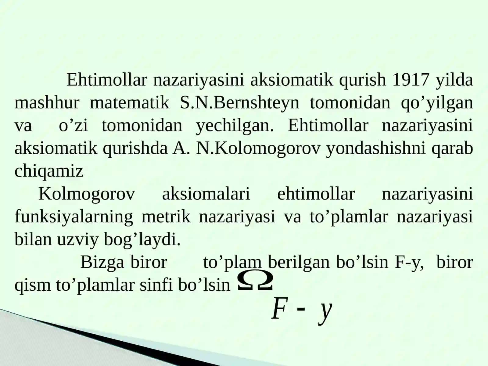 EXTIMOLLAR NAZARIYASINING ASOSIY TUSHUNCHALARI.EMENTLAR XODISALAR FAZOSI 3