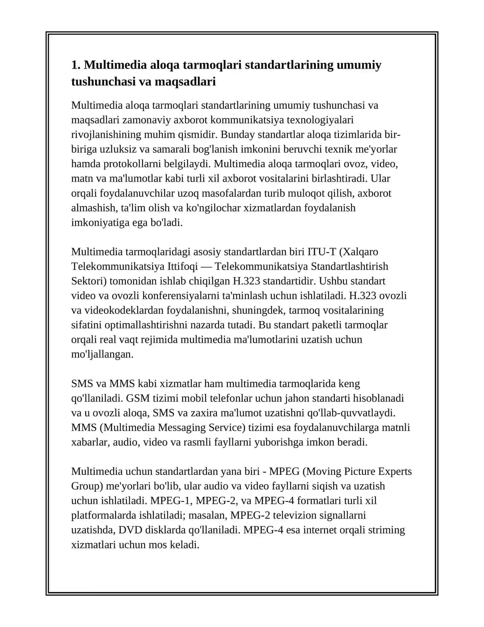 MULTIMEDIA ALOQA TARMOQLARI STANDARTLARI 3