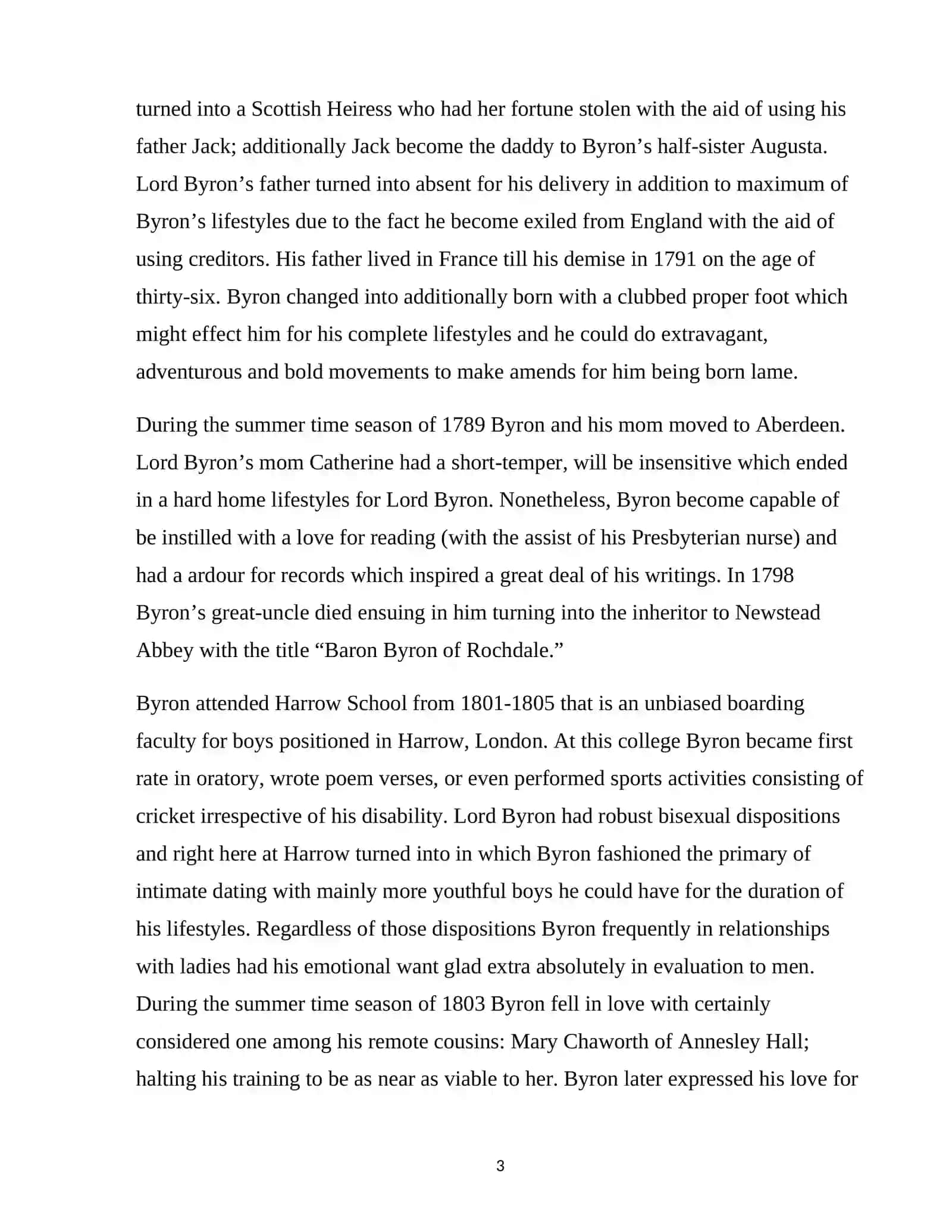 COURSE PAPER: "George Gordon Lord Byron and his literary works" 3