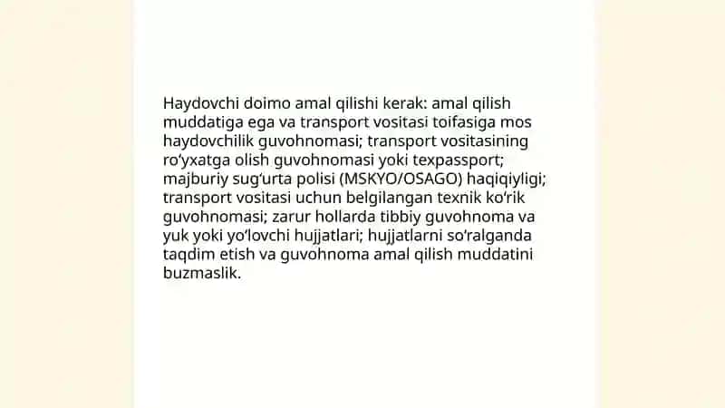 Transport vositalaridan foydalanishda harakat xavfsizligini ta'minlashga qo'yilgan talablar 3