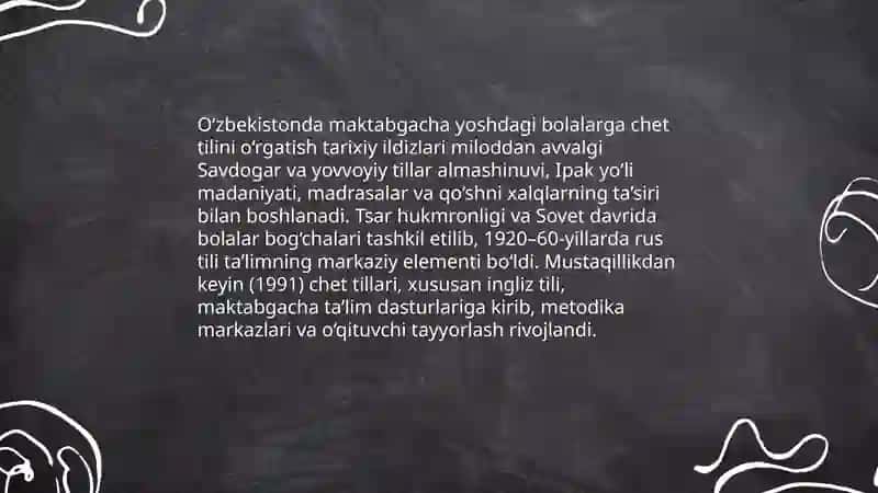 O‘zbekistonda maktabgacha yoshdagi bolalarga chet tilini o‘rgatish tarixi 3
