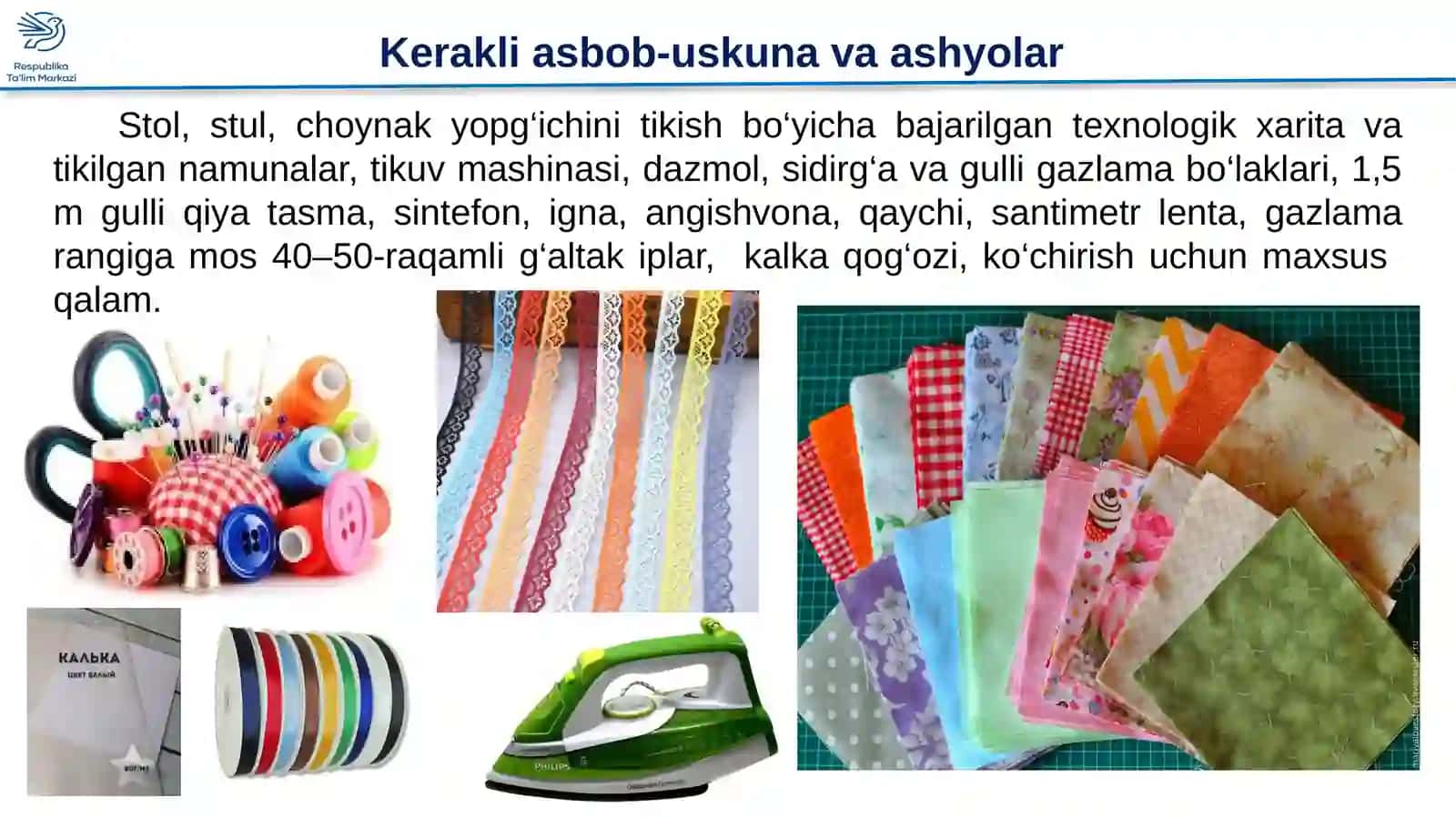 6-sinf Texnologiya. Choynak uchun g'ilof bichish va tikish 3
