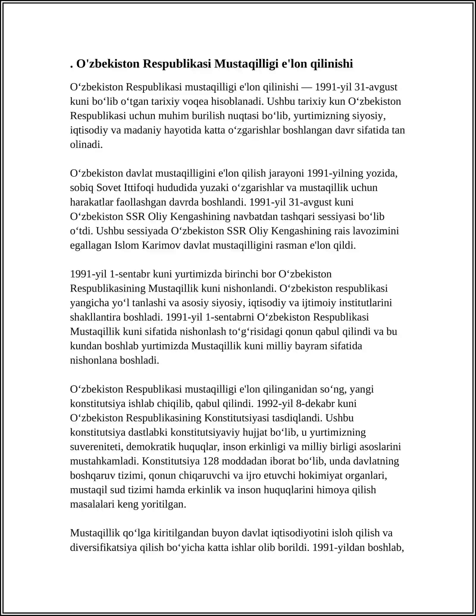 MUSTAQILLIK YILLARIDA DAVLAT BOSHQARUV TIZIMIDA AMALGA OSHIRILGAN ISLOHOTLARNINGXUSUSIYATI 3