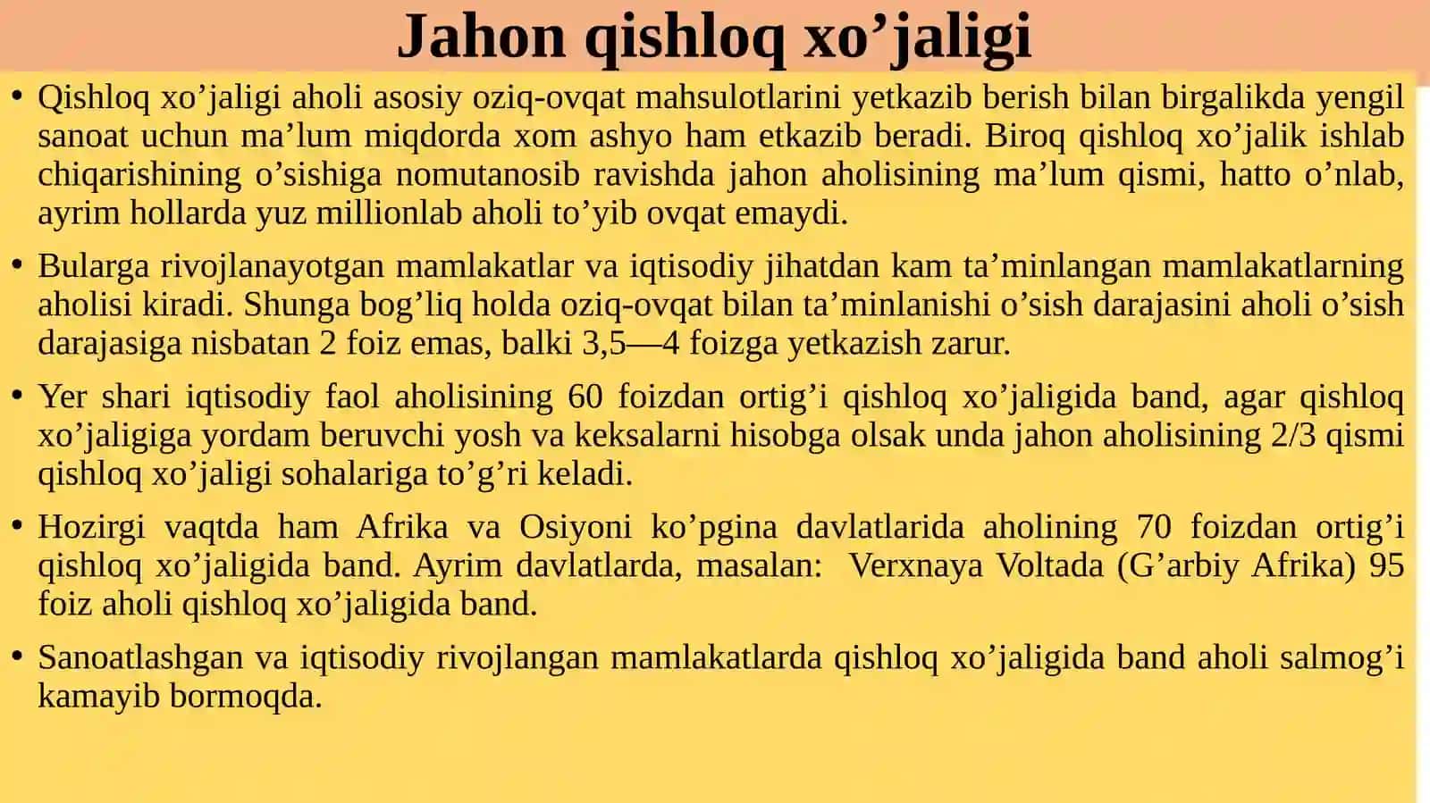 JAHON  IQTISODIYOTIDA  QISHLOQ  HO‘JALIGI TARMOQLARINING RIVOJLANISH XUSUSIYATLARI 3
