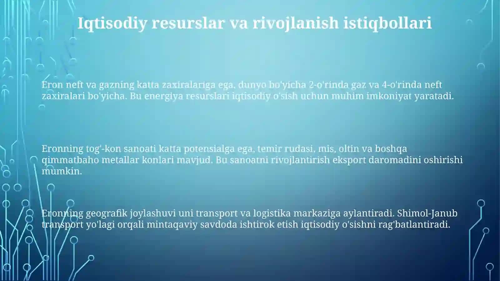 Eron rivojlanish va qaramlik arafasida 3
