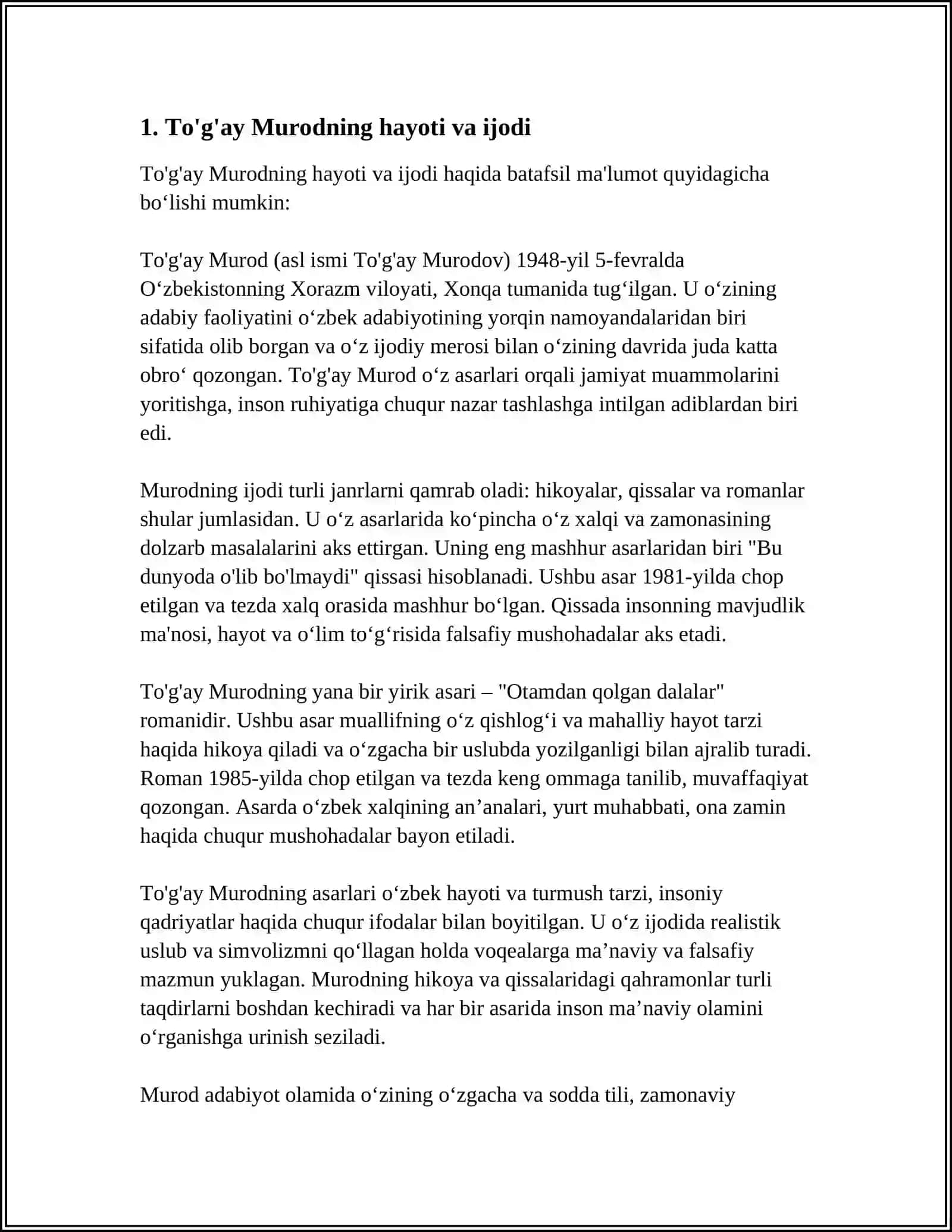 TOĞAY MUROD OTAMDAN QOLGAN DALALAR 3