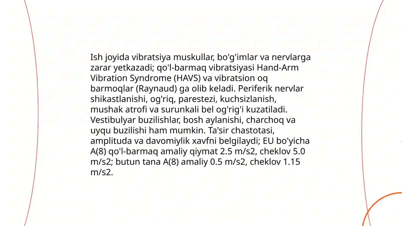 Ish jarayonida vibratsiya shovqin elektromagnit Maydon inson hayoti uchun zarari 3