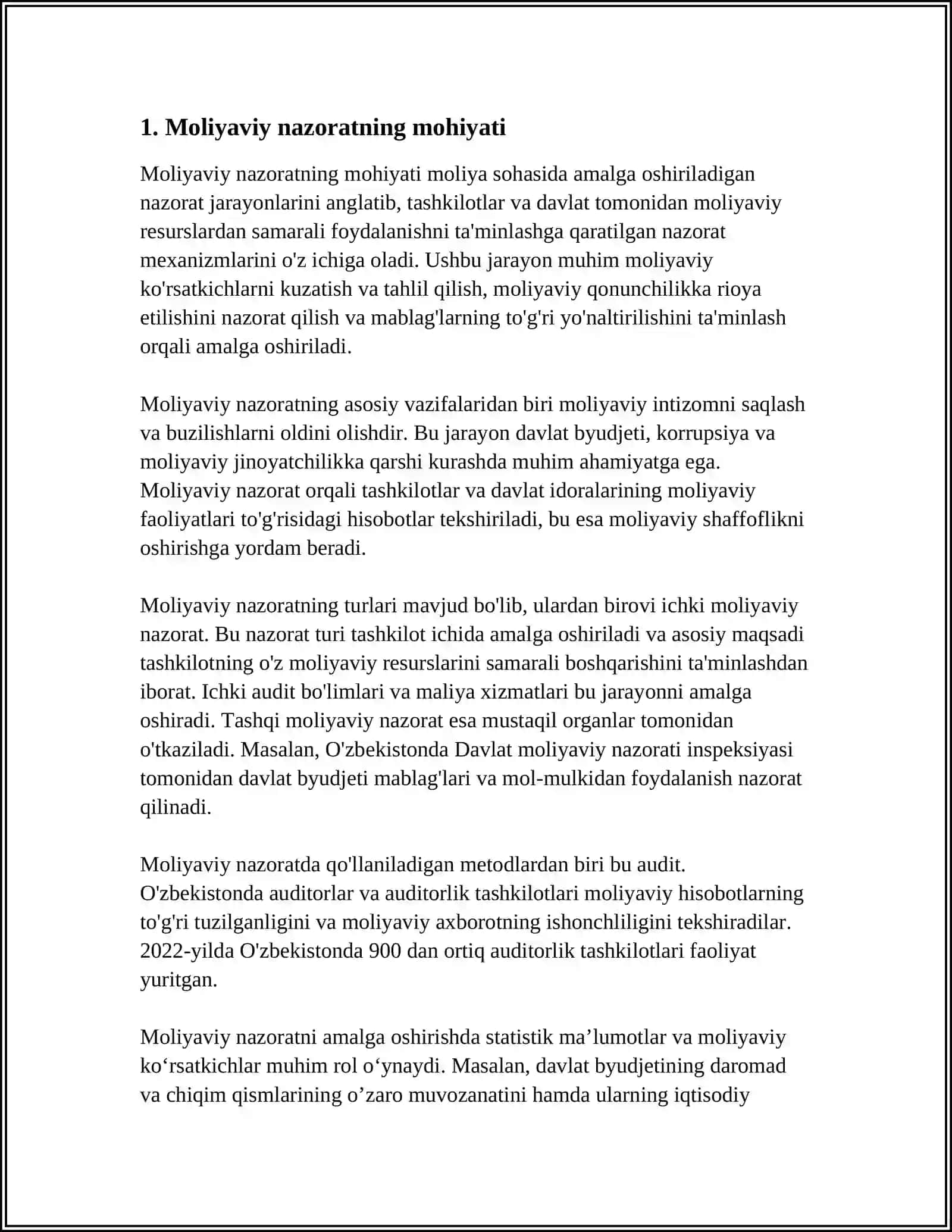 MOLIYAVIY NAZORAT TURLARI 3