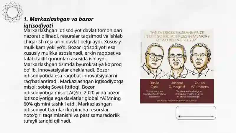 Iqtisodiyot boyicha nobel mukofoti lovrentlarining g'oyalari 3